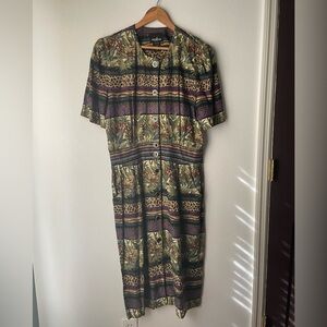 Vintage positive attitude mixed print dress